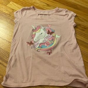 Pink unicorn girls short tee shirt